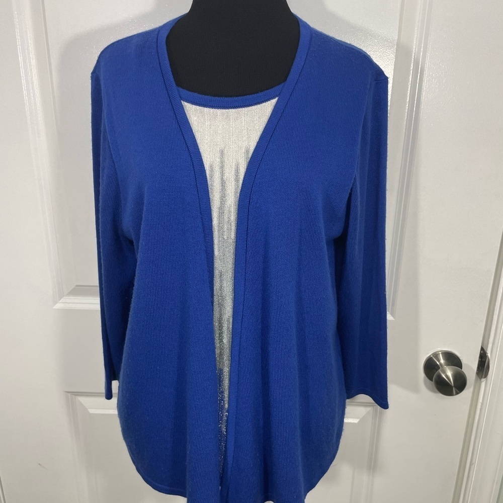 Alfred Dunner Royal Blue Open Front Cardigan Size Medium BS
